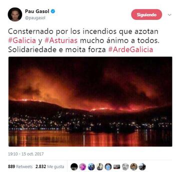 La solidaridad del mundo del deporte con los incendios de Galicia, Asturias y Portugal