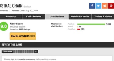 Astral Chain: Metacritic elimina todos los ceros del review bombing