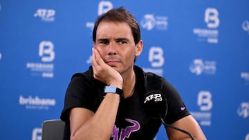 Spain's Rafael Nadal attends a press conference at the Brisbane International tennis tournament in Brisbane on December 31, 2023. (Photo by William WEST / AFP)