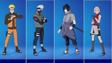 Skins Naruto Uzumaki, Kakashi Hatake, Sasuke Uchiha y Sakura Haruno in-game