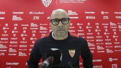 Sampaoli, t&eacute;cnico del Sevilla, durante la rueda de prensa. 