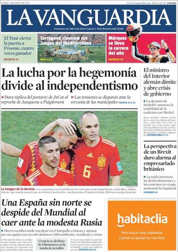 Las portadas de la prensa tras la eliminación de España