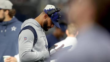 Vice president Stephen Jones said Dallas Cowboys QB Dak Prescott could return from his fractured right thumb as soon as two weeks. (Amanda McCoy/Fort Worth Star-Telegram/Tribune News Service via Getty Images)