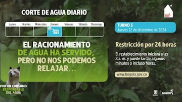 El turno tres de racionamiento de agua en Bogotá aplicará a tres localidades. Foto: Alcaldía de Bogotá.