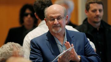 FILE PHOTO: Author Salman Rushdie arrives for the PEN New England's Song Lyrics of Literary Excellence Award ceremony at the John F. Kennedy Library in Boston, Massachusetts, U.S. September 19, 2016.  REUTERS/Brian Snyder/File Photo
