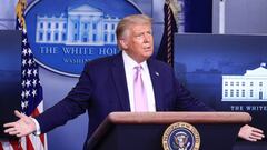 Donald Trump speaks during a news conference in the Brady Press Briefing Room at the White House in Washington.