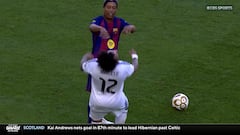 El ‘enganchón’ entre Marcelo y Ronaldinho en el Clásico de leyendas: es lo más viral de la noche