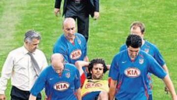 Motta es retirado en camilla en Majadahonda.