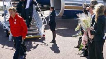 <b>ATERRIZAJE. </b>La expedición rojiblanca, a su llegada a Finlandia.