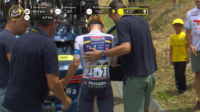 Evenepoel, el tercero de la general, abandona en el Tourmalet