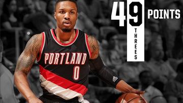 Lillard quiere los playoffs: 49 puntos y 9 triples en Miami