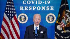 US President Joe Biden speaks on the production of the Covid-19 vaccine in the South Court Auditorium, next to the White House, in Washington, DC, on March 10, 2021. 