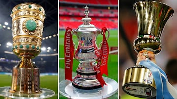 Los trofeos de la DFB Pokal, FA Cup y TIM Cup.