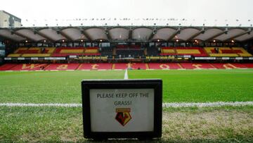 El campo del Watford, uno de los seis equipos de la parte baja de la Premier League que amenaza con no jugar.
