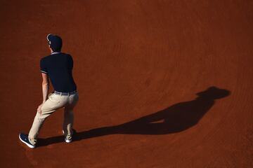 Un juez de l¨ªnea durante el partido de semifinales entre Simona Halep y Karolina Pliskova.
