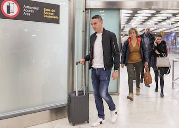 Iago Aspas on arrival in Madrid for international duty.