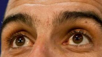 <b>SATISFECHO. </b> Guardiola se mostró muy contento tras la goleada frente al Racing.