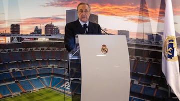Spanish soccer club Real Madrid&#039;s president Florentino Perez holds a speech during the club&#039;s traditional Christmas lunch held in Madrid, Spain, 11 December 2018