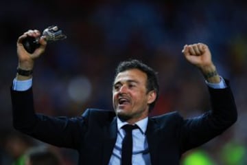 Luis Enrique celebrando el triunfo de la Copa del Rey de 2016 