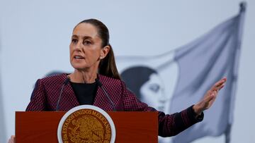 Mexico's President Claudia Sheinbaum addresses the media at the National Palace, in Mexico City, Mexico June 11, 2025. REUTERS/Raquel Cunha