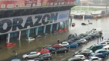 El temporal y el mal tiempo inundan el estadio de Balaídos