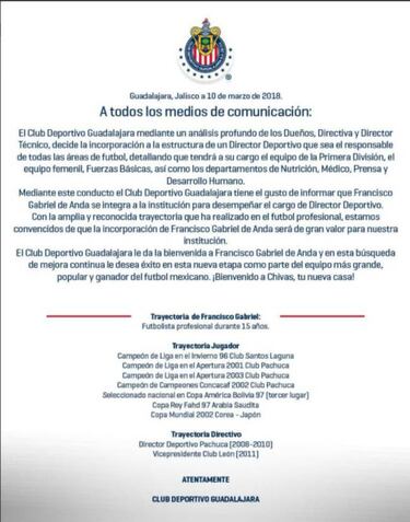 Francisco Gabriel de Anda, nuevo director deportivo de Chivas