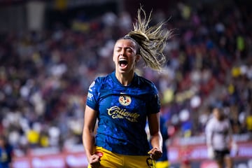  Priscila Flor Da Silva celebrates her goal 0-1 of America during the 13th round match between Tijuana and America as part of the Liga BBVA MX Femenil, Torneo Apertura 2024 at Caliente Stadium on September 29, 2024 in Tijuana, Baja California, Mexico.