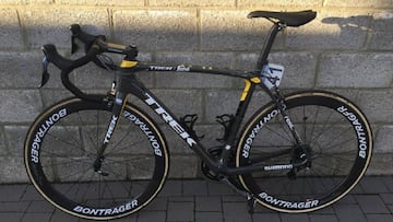 Imagen de la bicicleta con la que Fabian Cancellara corrió su último Tour de Flandes y que se ha subastado en internet por cerca de 16.000 euros.