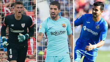 Kepa, Luis Suárez y Ángel, jugadores del Athletic, Barcelona y Getafe.