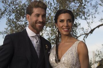 Sergio Ramos y Pilar Rubio en la finca donde se celebra la fiesta. 