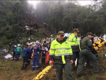 Operaciones de rescate del accidente aéreo del vuelo que transportaba al Chapecoense.