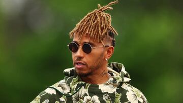 MONTREAL, QUEBEC - JUNE 16: Lewis Hamilton of Great Britain and Mercedes walks in the Paddock during previews ahead of the F1 Grand Prix of Canada at Circuit Gilles Villeneuve on June 16, 2022 in Montreal, Quebec. (Photo by Clive Rose/Getty Images)