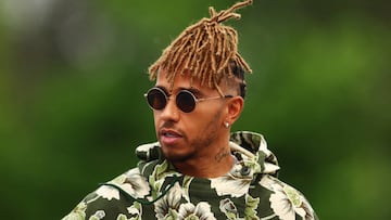 MONTREAL, QUEBEC - JUNE 16: Lewis Hamilton of Great Britain and Mercedes walks in the Paddock during previews ahead of the F1 Grand Prix of Canada at Circuit Gilles Villeneuve on June 16, 2022 in Montreal, Quebec. (Photo by Clive Rose/Getty Images)