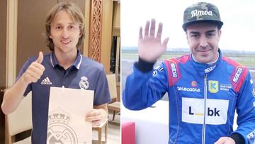 Luka Modric and Fernando Alonso exchange Xmas presents
