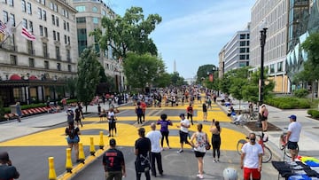 George Floyd: 'Black Lives Matter' on Washington DC street challenges Trump