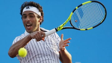Santiago, 14 de noviembre 2017. El tenista chileno Gonzalo Lama debuta frente a Cleser de Brazil en el Challenger de Santiago 2. Ramon Monroy/Photosport