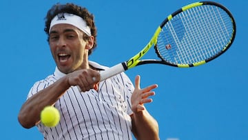 Santiago, 14 de noviembre 2017.  El tenista chileno Gonzalo Lama debuta frente a Cleser de Brazil en el Challenger de Santiago 2.  Ramon Monroy/Photosport