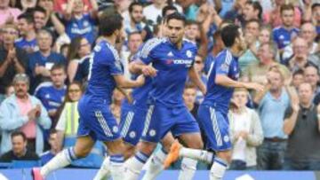 Falcao celebra su primer gol como jugador del Chelsea. 