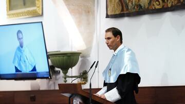 Rafael Nadal durante la ceremonia de su investidura como doctor ‘honoris causa’ por la Universidad de Salamanca.