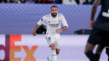 HELSINKI, FINLAND - AUGUST 10: Dani Carvajal of Real Madrid  during the UEFA Super Cup   match between Real Madrid v Eintracht Frankfurt at the Olympic Stadium Helsinki on August 10, 2022 in Helsinki Finland (Photo by David S. Bustamante/Soccrates/Getty Images)