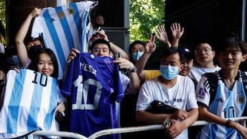 La Albiceleste trained in Beijing, where the team will play against Australia in a friendly.