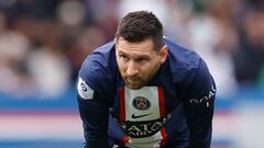 Messi, durante el partido ante el Lorient.