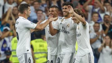 Asensio celebra el gol que le dio el triunfo al Madrid.