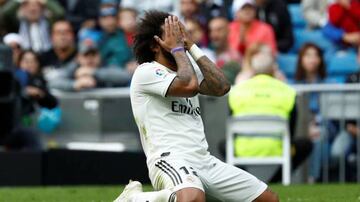 Marcelo reacts during Real's loss to Levante last weekend.