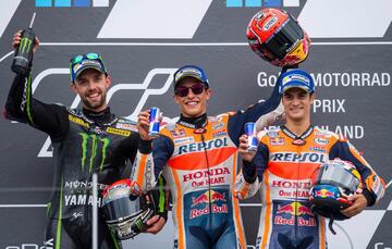 Jonas Folger, Marc Márquez y Dani Pedrosa 