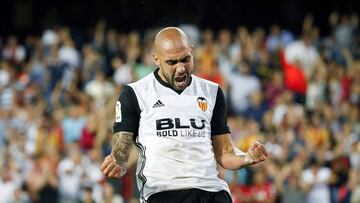 Simone Zaza, celebrando con rabia su hat-trick ante el Málaga.