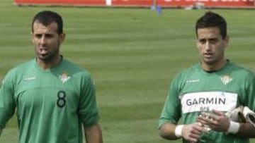 Doblas y Casto en un entrenamiento con el Betis