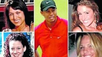 <b>MUJERES. </b>Tiger Woods, rodeado de siete de sus conquistas.