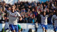 Los jugadores del Zaragoza celebran un gol. 