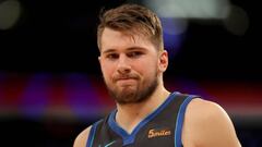 NEW YORK, NEW YORK - JANUARY 30: Luka Doncic #77 of the Dallas Mavericks reacts in the second half against the New York Knicks at Madison Square Garden on January 30, 2019 in New York City.NOTE TO USER: User expressly acknowledges and agrees that, by down